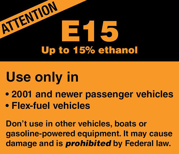 E15 warning