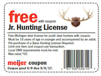 Free Junior Deer Hunting Licenses Available at Meijer Friday/Saturday