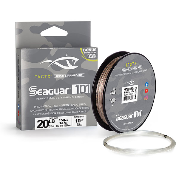 Seaguar’s New Tactx Camo Braid Packaged with Fluorocarbon Leader