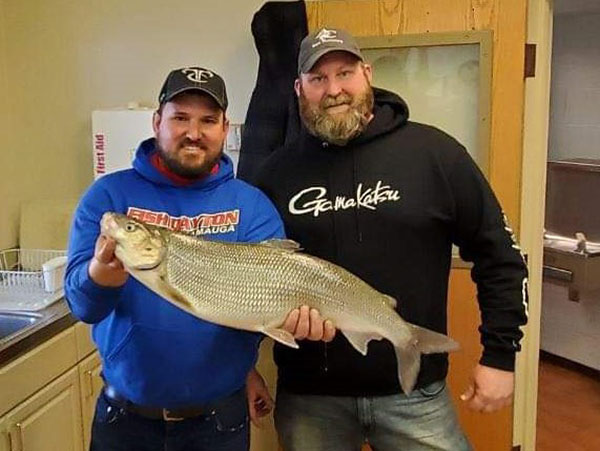 Phil Duracz and Clint Marler with state record whitefish