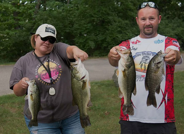 Jake and Stephanie Lisenko won the big bass pot.